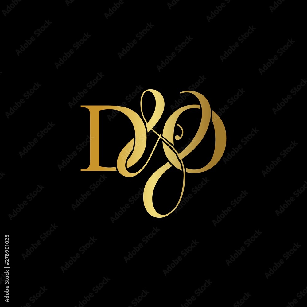 D & O / DO logo initial vector mark. Initial letter D & O DO luxury art vector mark logo, gold color on black background. D & O / DO logo initial vector mark. Initial letter D & O DO luxury art vector mark logo, gold color on black background.