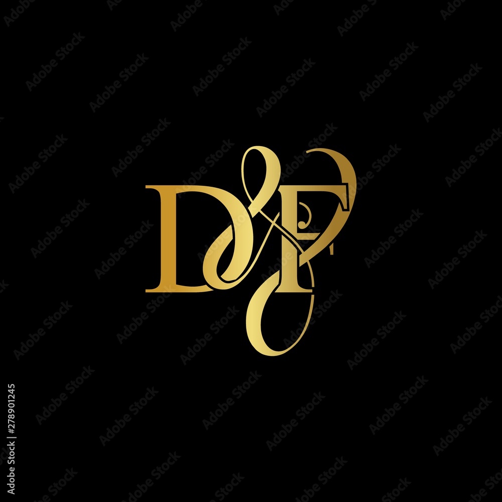D & F / DF logo initial vector mark. Initial letter D & F DF luxury art vector mark logo, gold color on black background. D & F / DF logo initial vector mark. Initial letter D & F DF luxury art vector mark logo, gold color on black background.