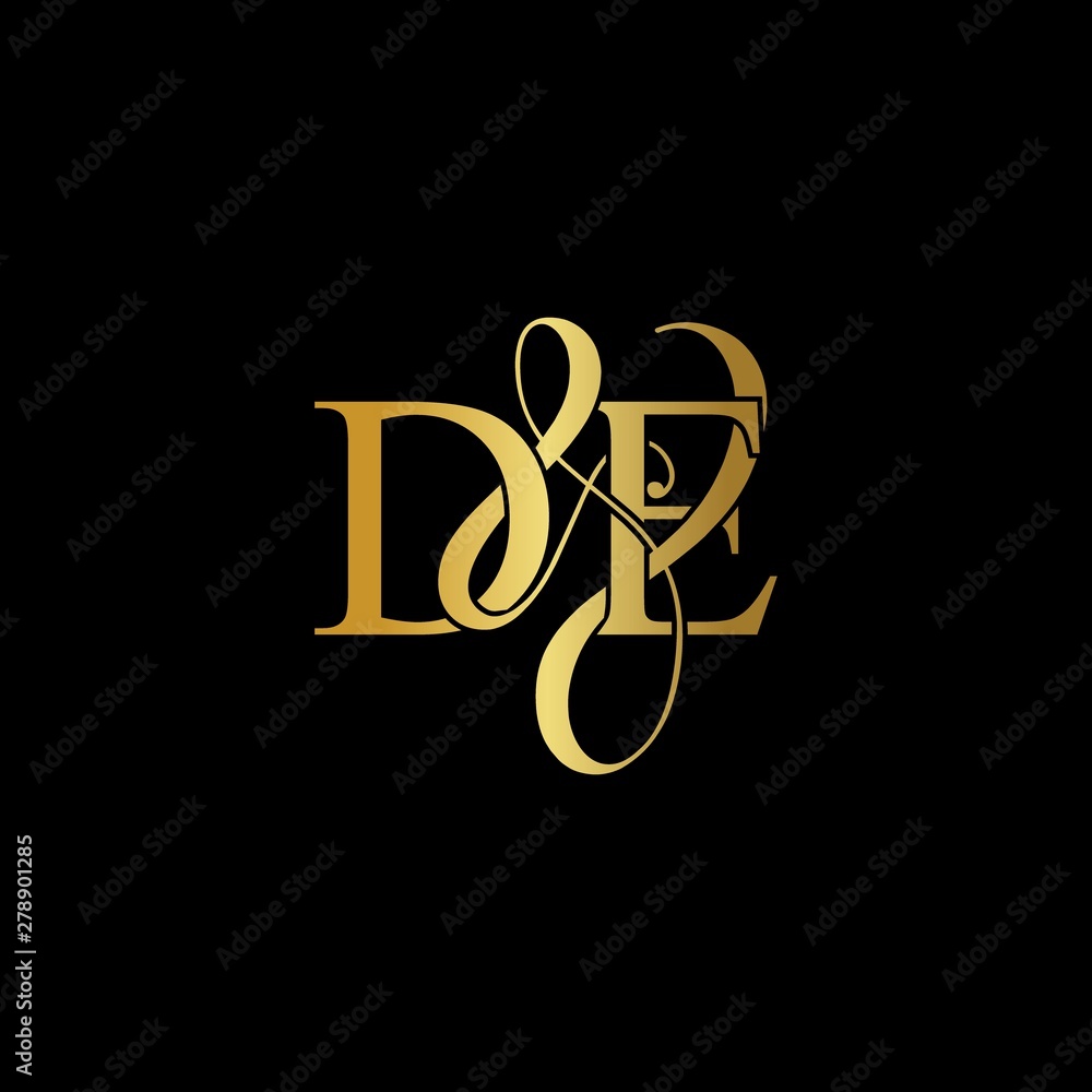 D & E / DE logo initial vector mark. Initial letter D & E DE luxury art vector mark logo, gold color on black background. D & E / DE logo initial vector mark. Initial letter D & E DE luxury art vector mark logo, gold color on black background.