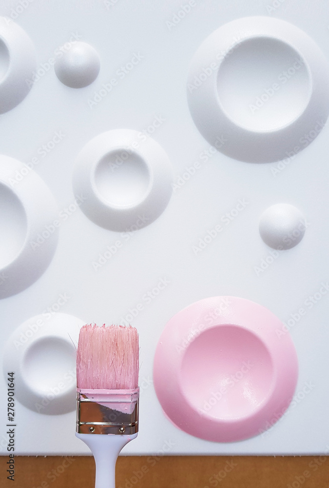 time for change, paint brush with modern wall, yellow and pink colors with free space mock up time for change, paint brush with modern wall, yellow and pink colors with free space mock up
