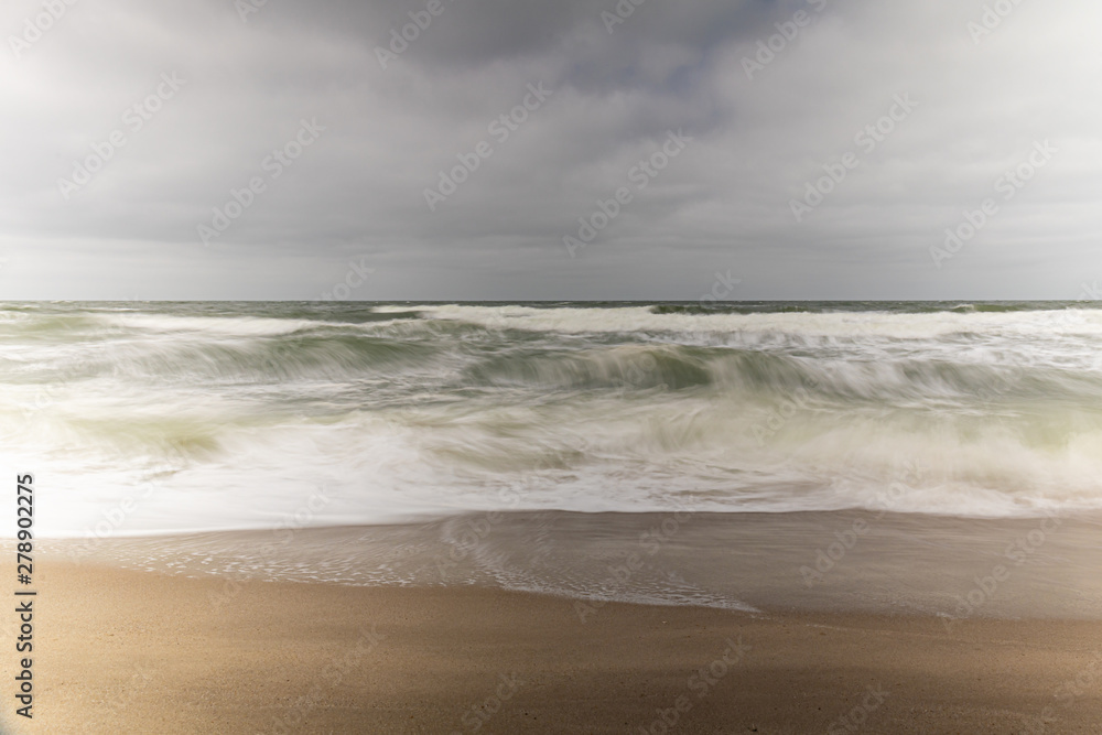 long-time exposure of the surf at the beach of Sylt Island