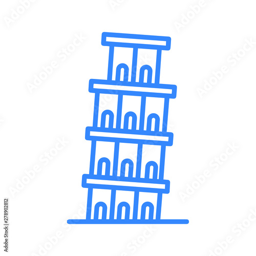 Land mark Pisa Italy tower icon 
