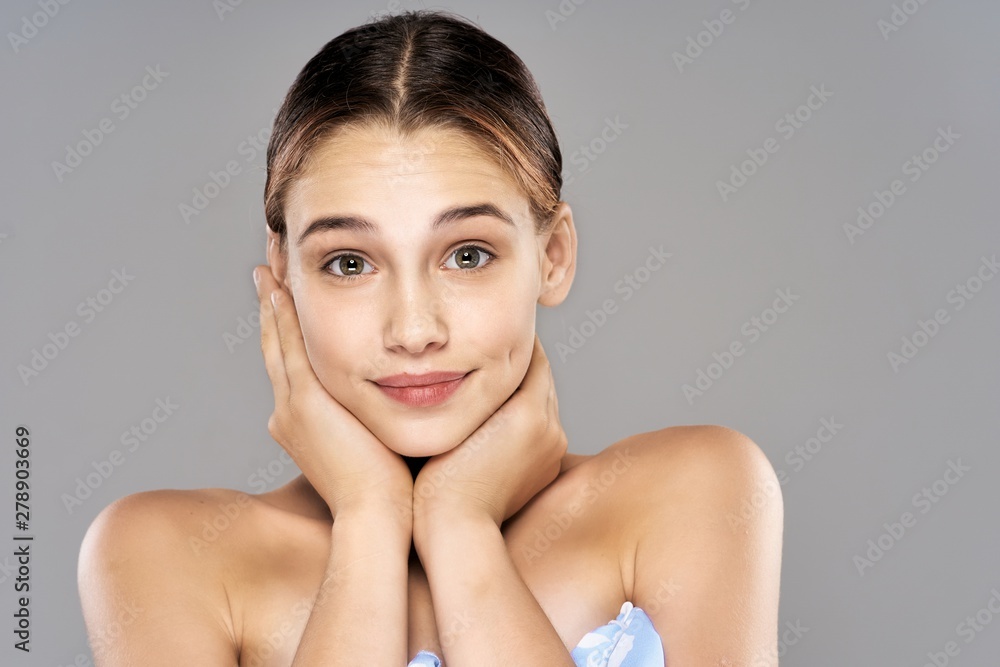 portrait of young woman with perfect skin portrait of young woman with perfect skin