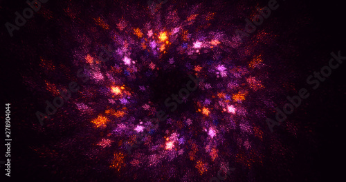 3D rendering abstract red fractal light background