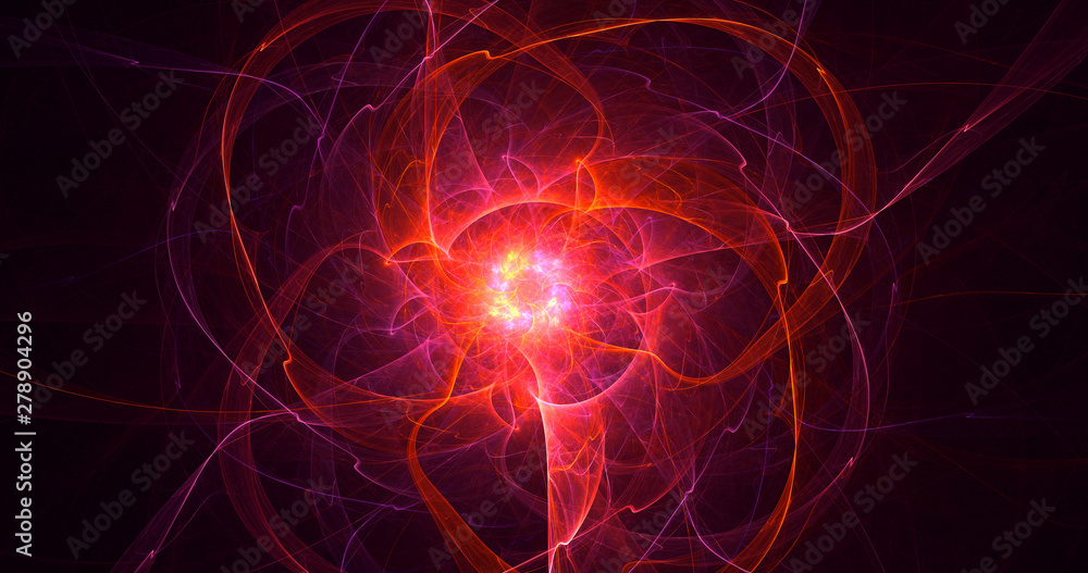 3D rendering abstract red fractal light background