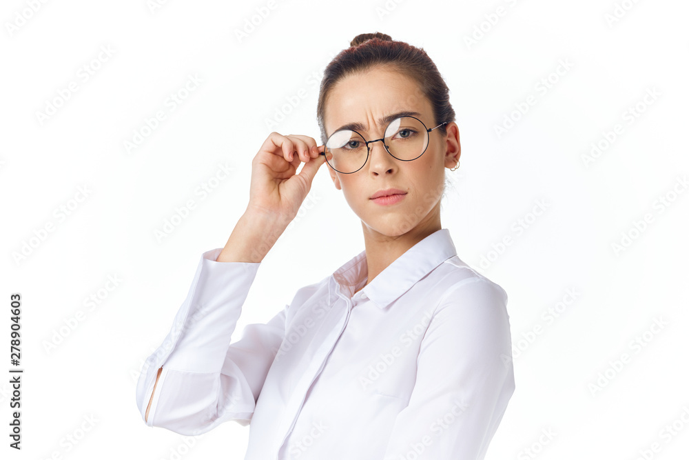 young woman with glasses