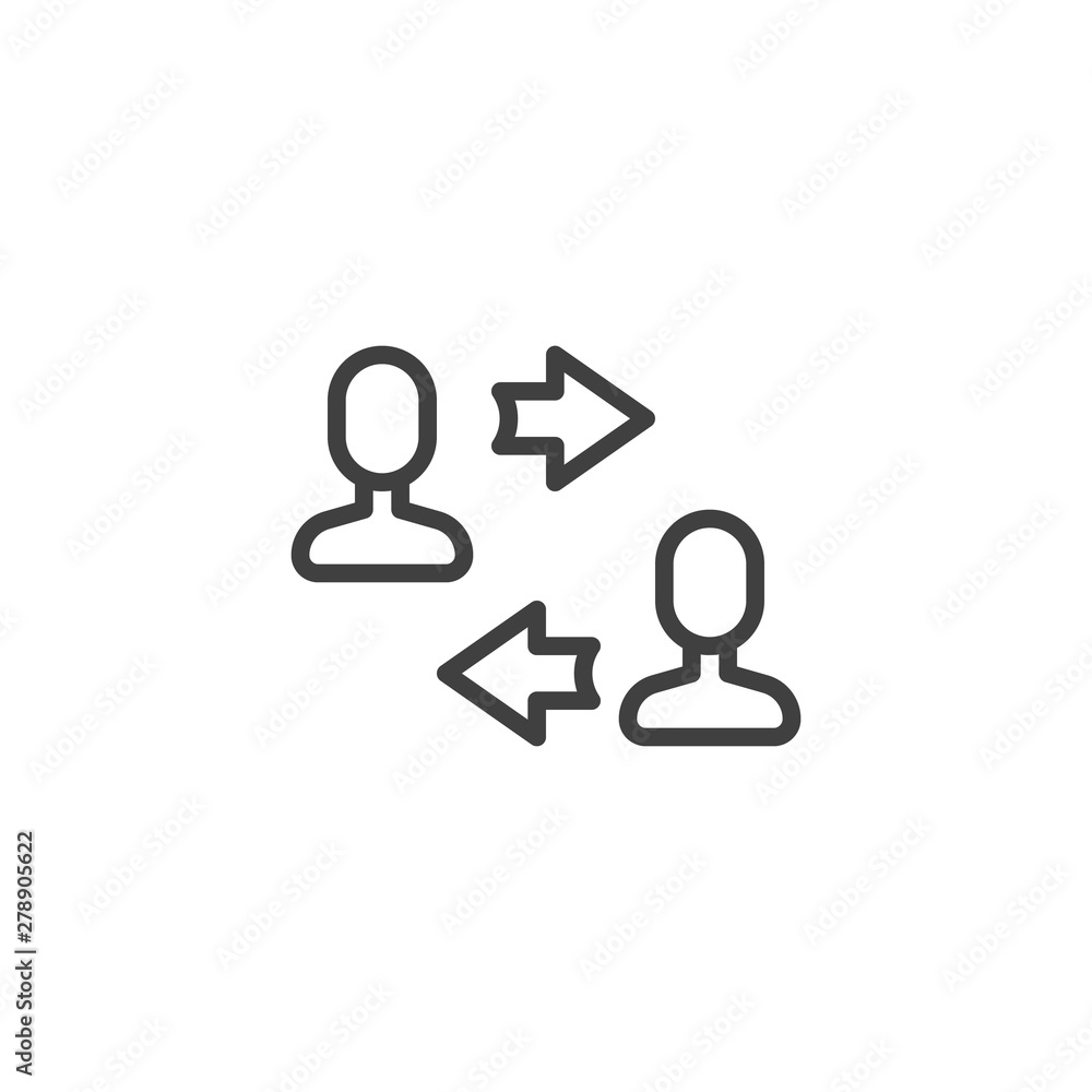 Social media communication line icon. linear style sign for mobile concept and web design. Sharing, public communication outline vector icon. Symbol, logo illustration. Vector graphics Social media communication line icon. linear style sign for mobile concept and web design. Sharing, public communication outline vector icon. Symbol, logo illustration. Vector graphics
