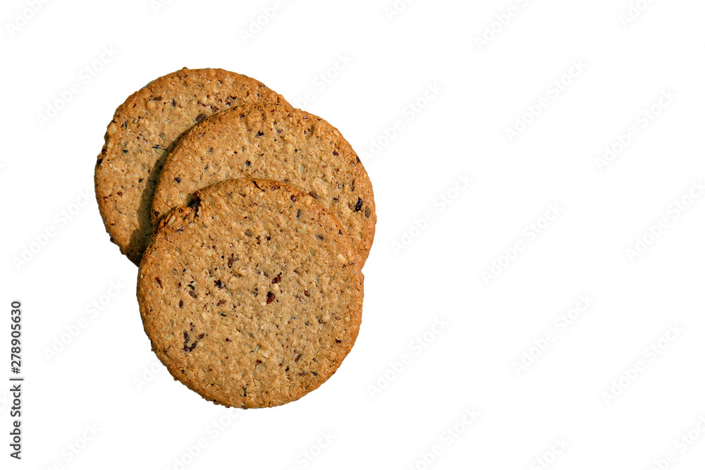 Gluten Free Oatcake isolated on a white background- suitable for vegans. Gluten Free Oatcake isolated on a white background- suitable for vegans.