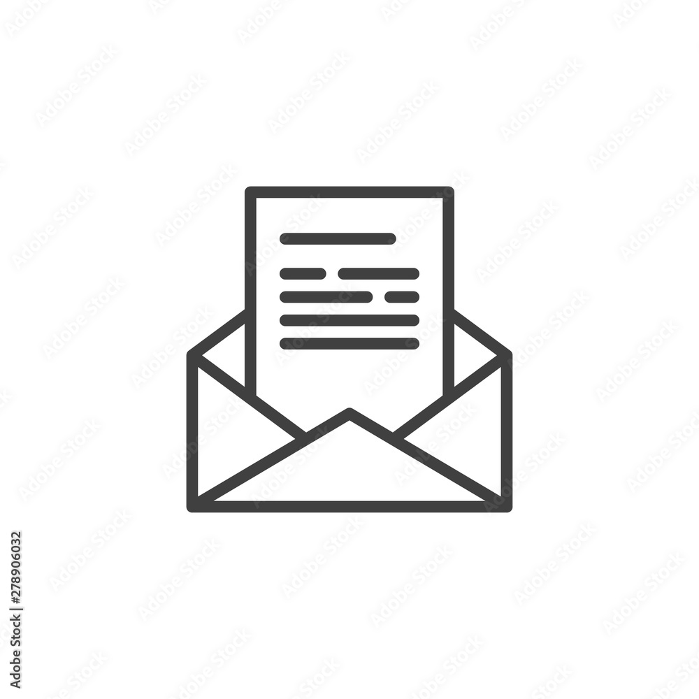 Receive Email Message line icon. linear style sign for mobile concept and web design. Open envelope mail outline vector icon. Symbol, logo illustration. Vector graphics Receive Email Message line icon. linear style sign for mobile concept and web design. Open envelope mail outline vector icon. Symbol, logo illustration. Vector graphics