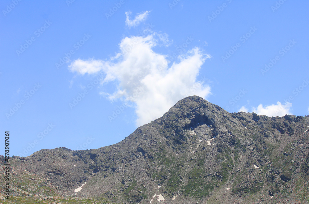 panorama of mountains with rocks and vegetations in Summer in Italy