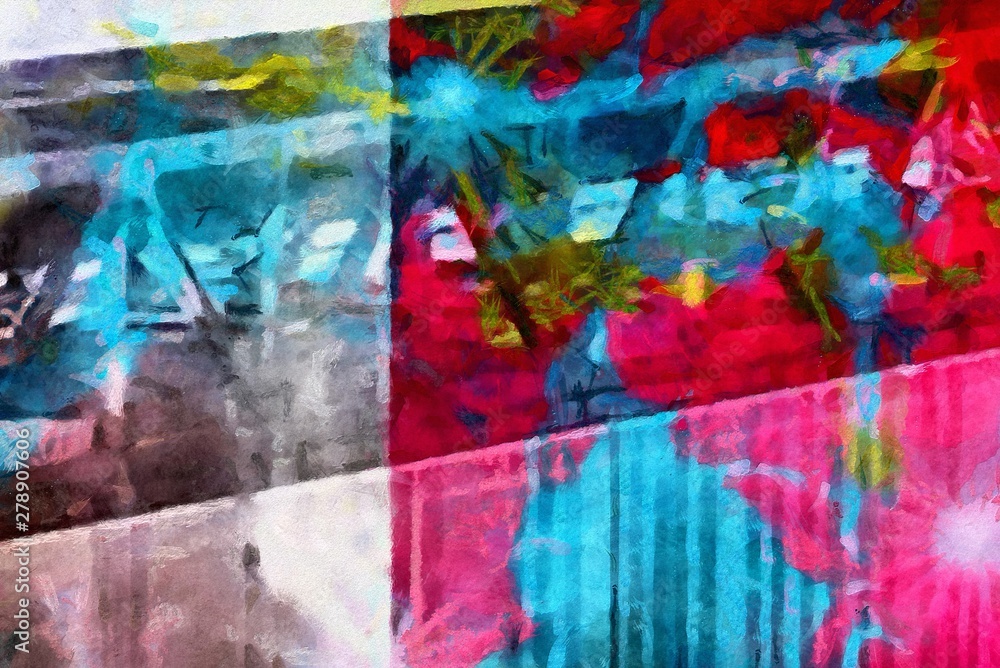 Fototapeta premium Multicolor brush strokes in oil structure. Grunge fine art mixed media texture. Artistic detailed background. Interesting designed pattern. Prints backdrop.