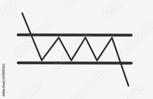 Bearish Rectangle - continuation price chart pattern vector icon. Technical analysis. Strong uptrend between two parallel levels. Stock, cryptocurrency graph, forex analytics, trading market breakouts