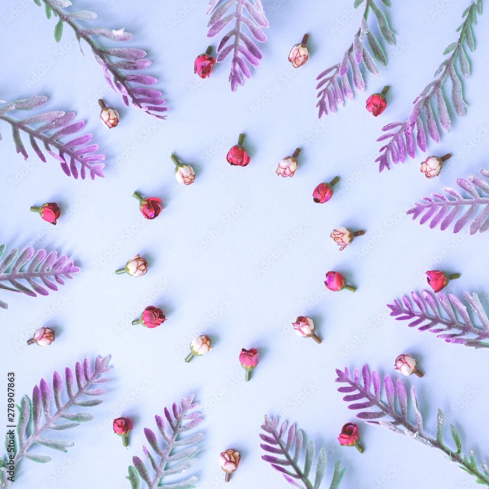 Abstract composition of spring flowers on green background, place for text, holiday concept. Flat lay. Abstract composition of spring flowers on green background, place for text, holiday concept. Flat lay.