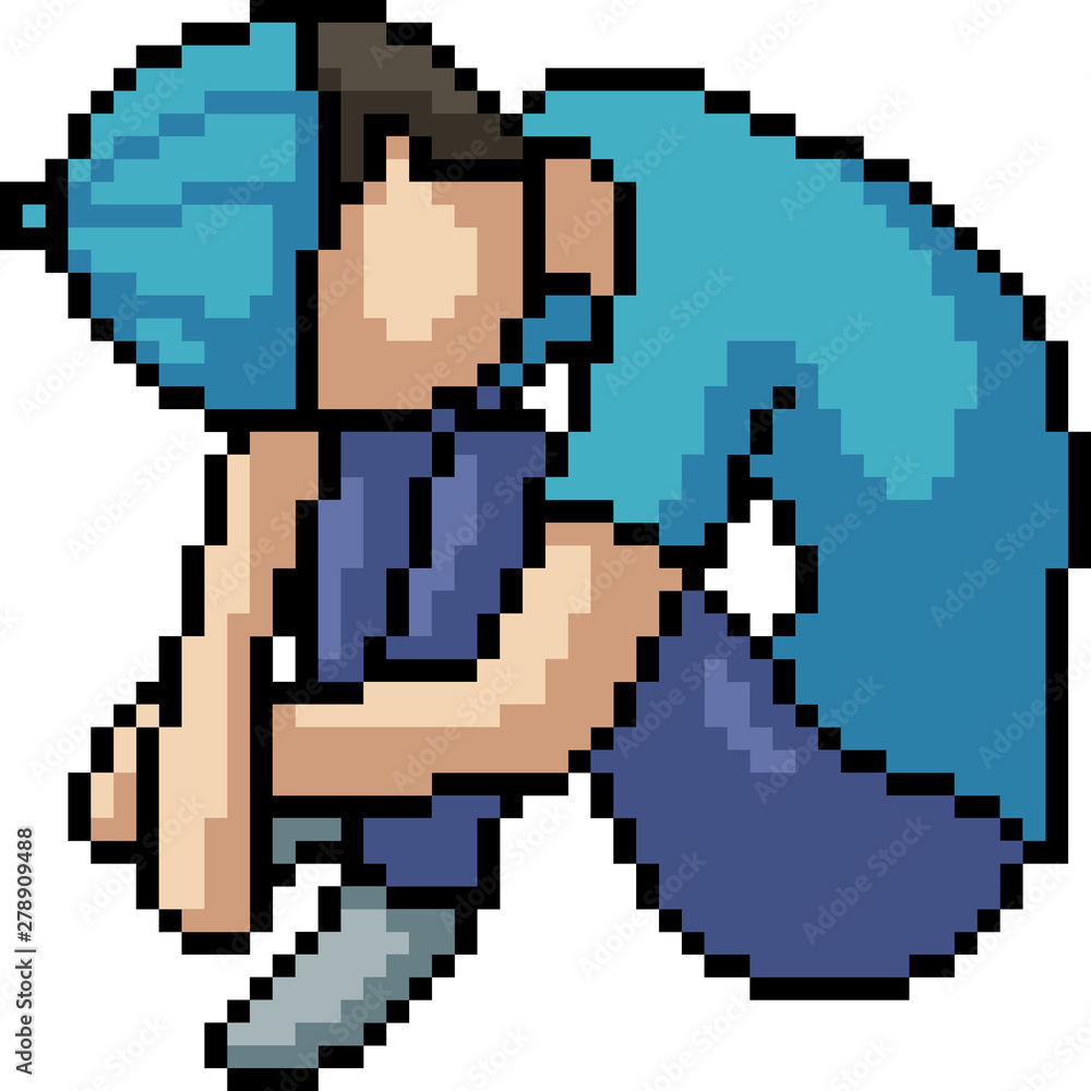 vector pixel art sad man vector pixel art sad man