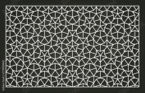 Laser cutting panel. A Penrose tiling. Vector geometric template.