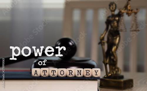 Canvas Print Words POWER OF ATTORNEY  composed of wooden dices