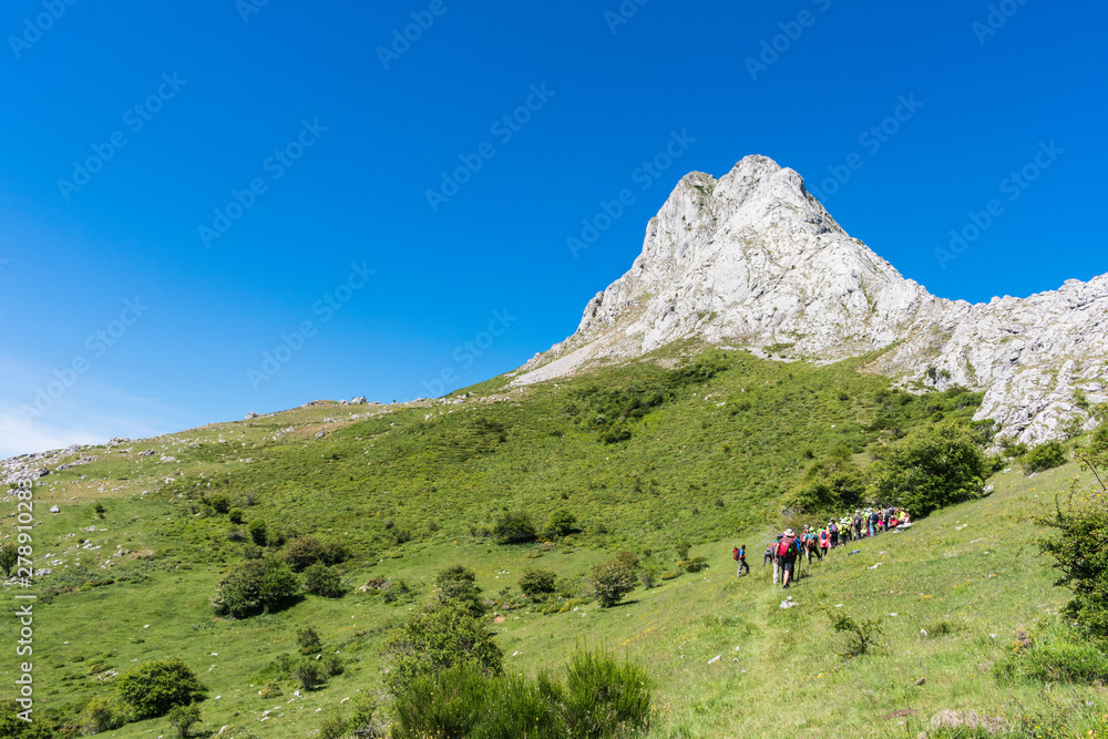 footpath in the mountain with walkers