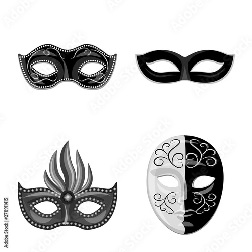Isolated object of Venezia and festival logo. Collection of Venezia and celebration vector icon for stock.