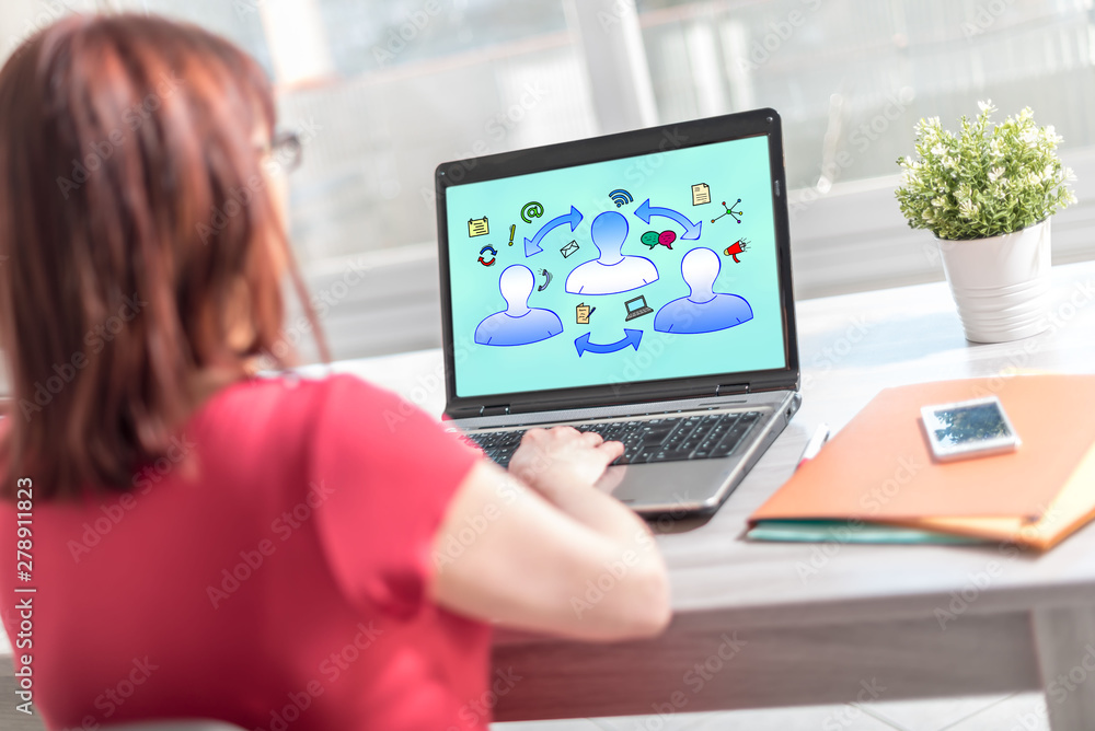 Communication concept on a laptop screen Communication concept on a laptop screen