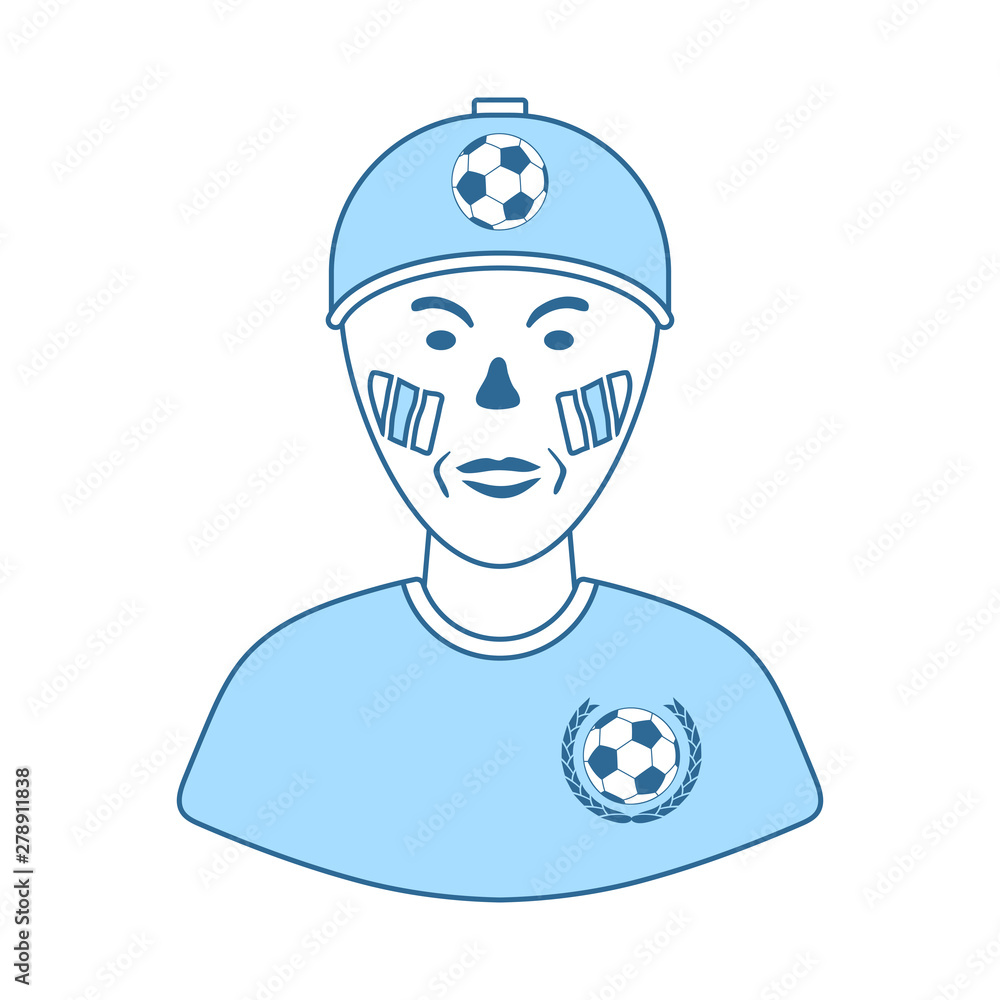 Football Fan With Painted Face By Italian Flags Icon Football Fan With Painted Face By Italian Flags Icon
