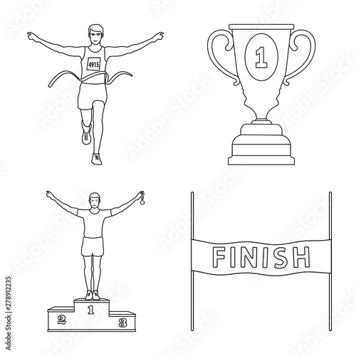 Vector illustration of exercise and sprinter sign. Collection of exercise and marathon stock symbol for web.