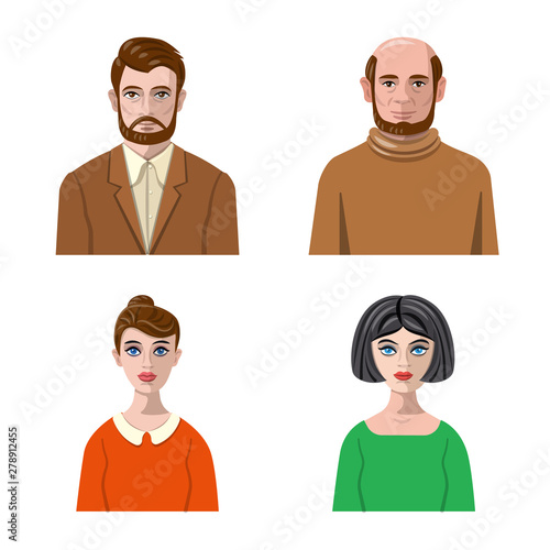 Vector design of avatar and face icon. Set of avatar and profile stock vector illustration.