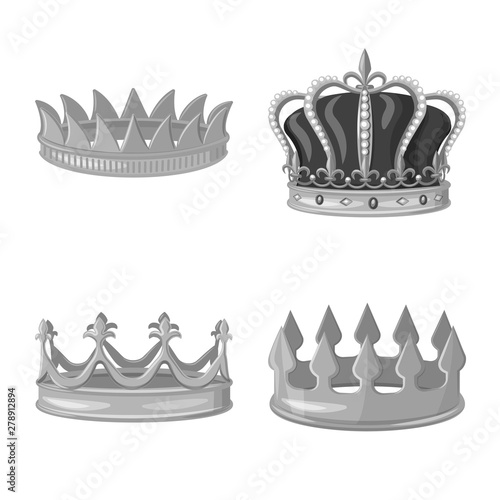 Vector illustration of jewel and vip symbol. Collection of jewel and nobility vector icon for stock.