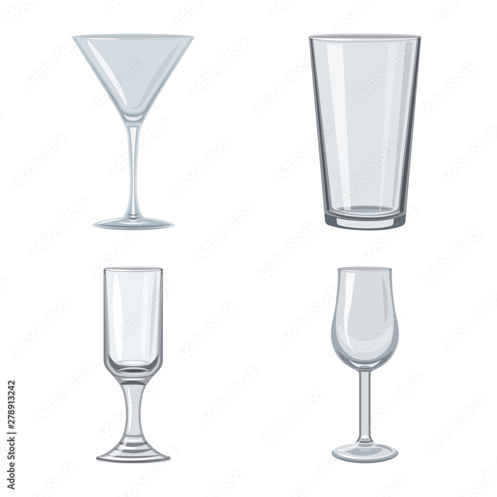 Vector design of dishes and container symbol. Collection of dishes and glassware vector icon for stock. Vector design of dishes and container symbol. Collection of dishes and glassware vector icon for stock.