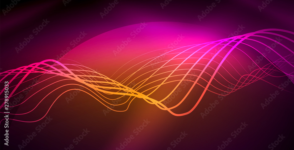 Naklejka premium Neon lines shiny glowing background