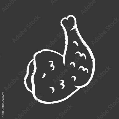 Chicken ham chalk icon. Butchers meat. Meat production and sale. Protein source. Butchery business. Isolated vector chalkboard illustration