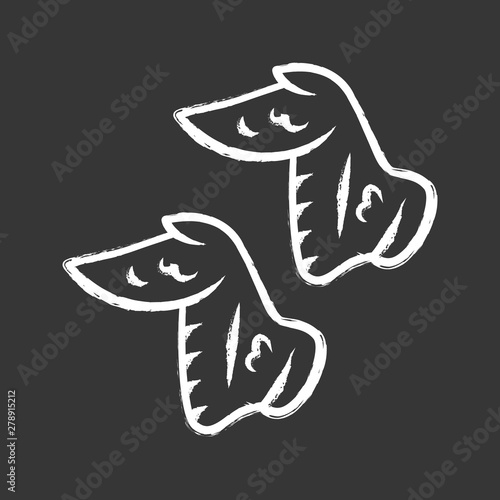 Chicken wings chalk icon. Butchers meat. Meat production and sale. Protein source. Butchery business. Isolated vector chalkboard illustration