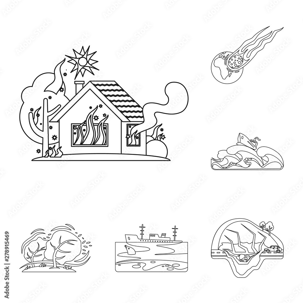 Vector illustration of natural and disaster logo. Set of natural and risk stock vector illustration. Vector illustration of natural and disaster logo. Set of natural and risk stock vector illustration.