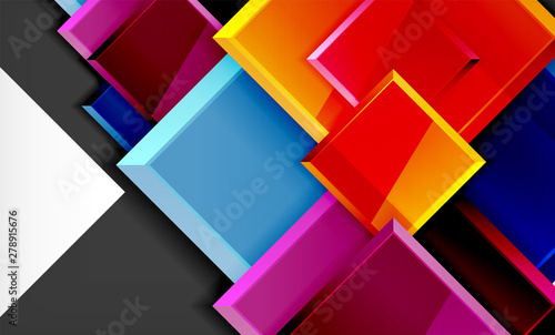 Bright colorful square shape blocks geometrical background