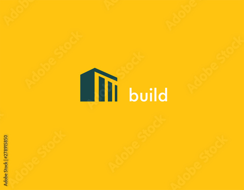 Creative geometric green logo icon building architecture for construction company