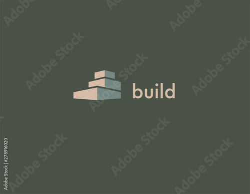 Abstract geometric logo icon building architecture for construction company
