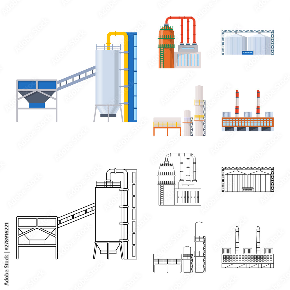 Obraz premium Vector illustration of production and structure icon. Set of production and technology vector icon for stock.