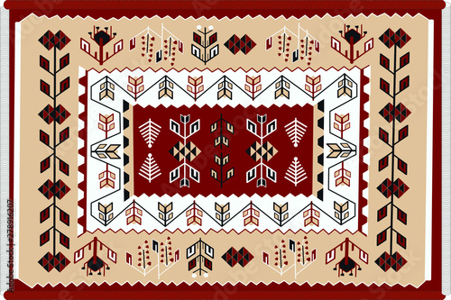 National traditional carpet georgian style. Ornament vector illustration. light version