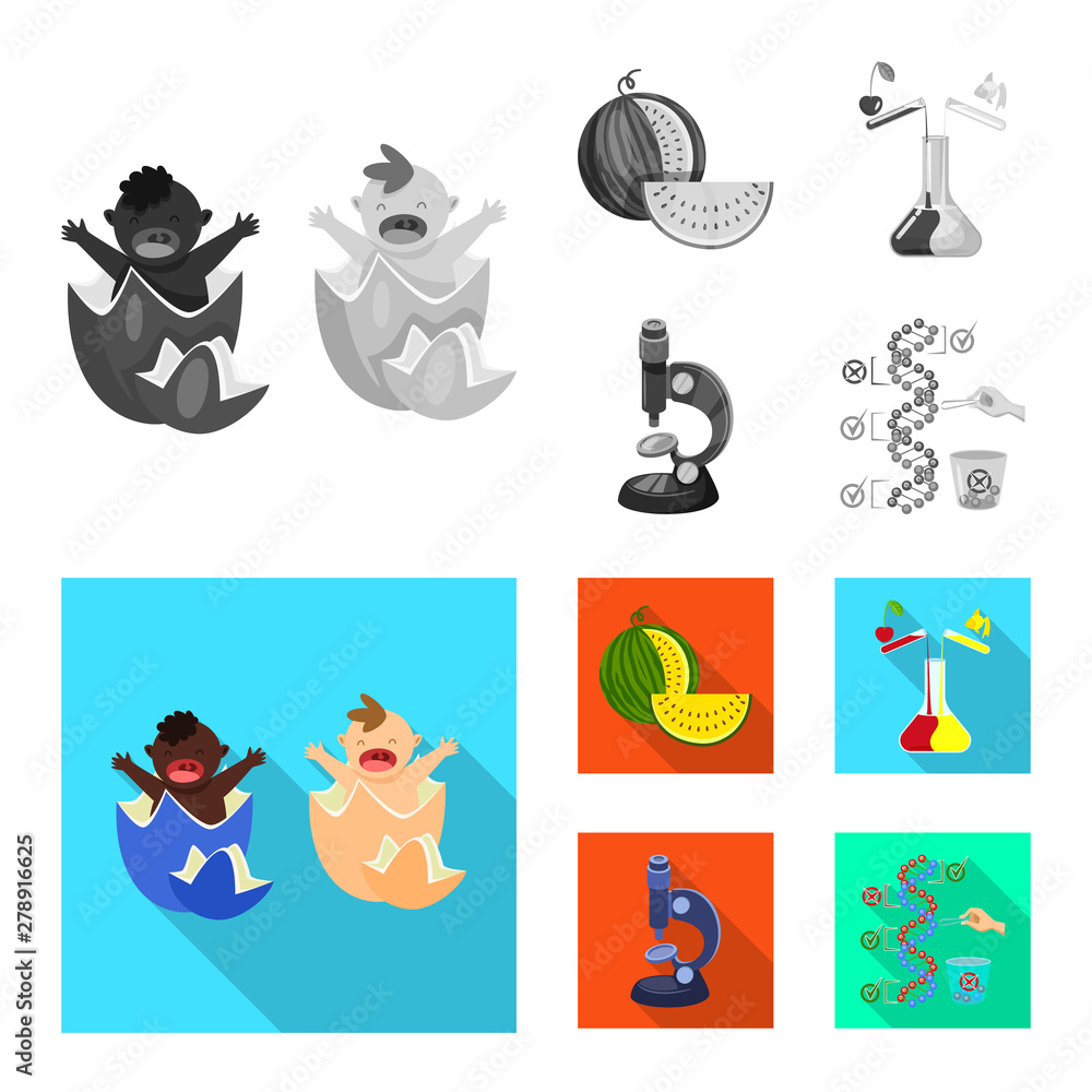 Fototapeta premium Vector design of test and synthetic symbol. Collection of test and laboratory stock symbol for web.