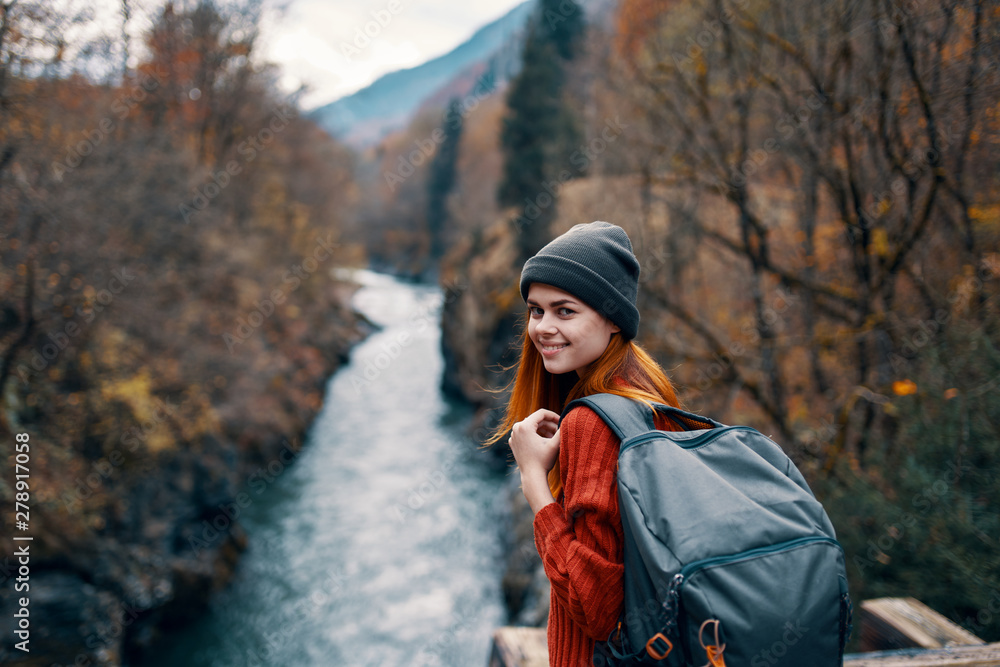 young woman in winter forest
