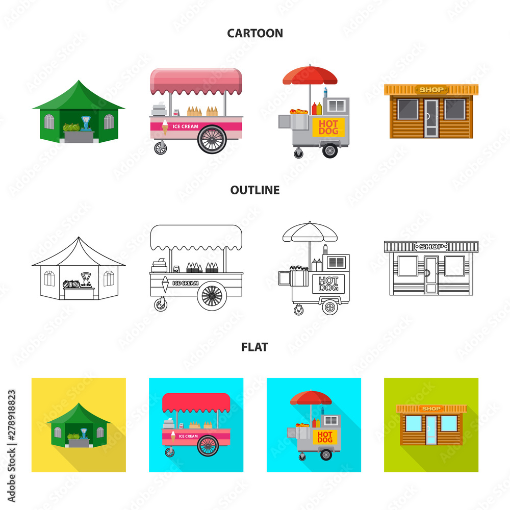 Isolated object of market and exterior logo. Set of market and food stock vector illustration. Isolated object of market and exterior logo. Set of market and food stock vector illustration.