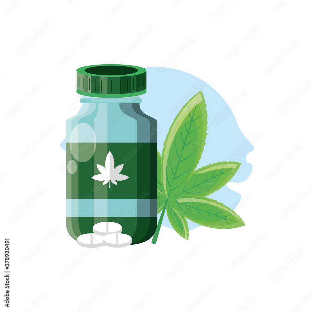 Fototapeta premium cannabis bottle product with pills