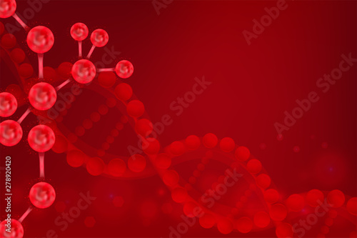 RED DNA background with copy space, illustration vector.