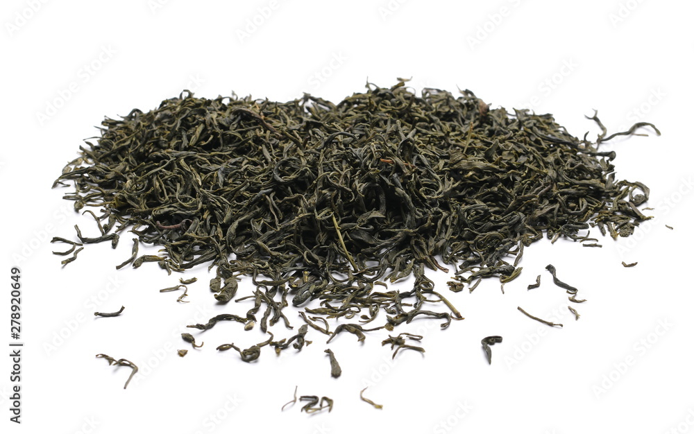 Chinese green tea pile isolated on white background Chinese green tea pile isolated on white background