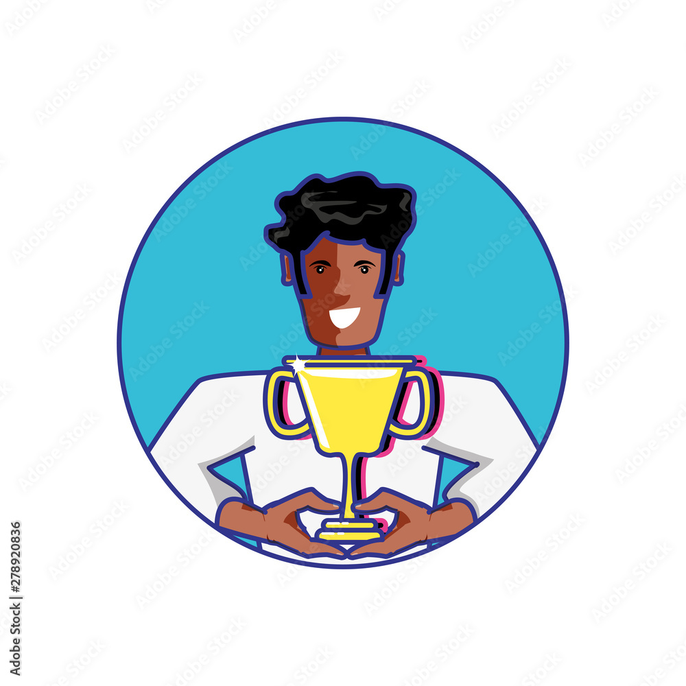 winner afro with trophy cup award winner afro with trophy cup award