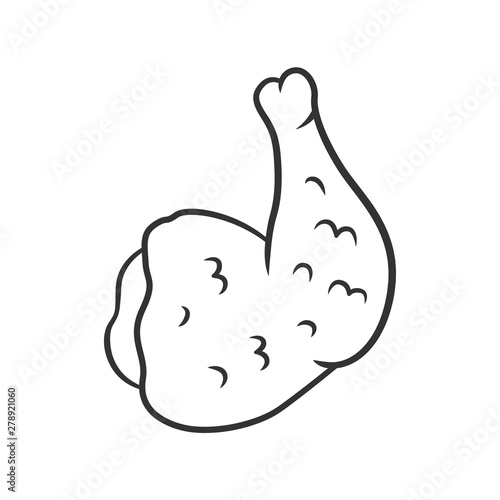 Chicken ham linear icon. Butchers meat. Meat production and sale. Protein source. Butchery business. Thin line illustration. Contour symbol. Vector isolated outline drawing. Editable stroke