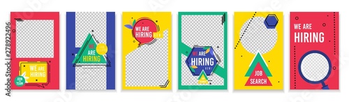 Flyer Set Collection we are Hiring Now Cartoon.