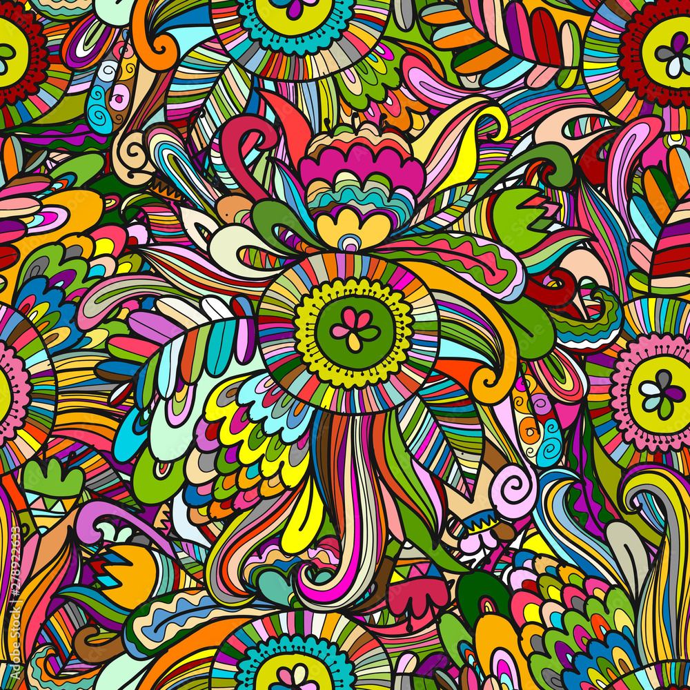 Fototapeta Floral seamless pattern, sketch for your design