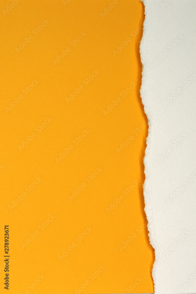 orange inscription paper with a torn edge on a white background 