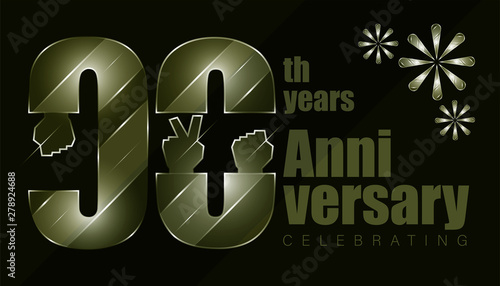 90th anniversary. luxury character inside with elements of hand and threee firework. vector illustration eps10 photo