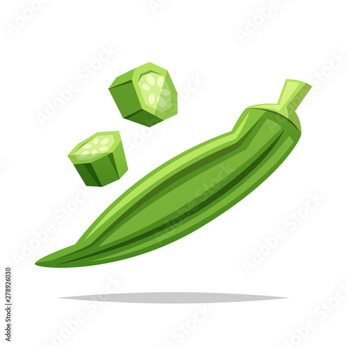 Okra vegetable vector isolated illustration